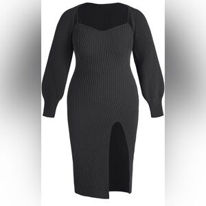 Ribbed 2-Piece Sweater Dress Set 🖤